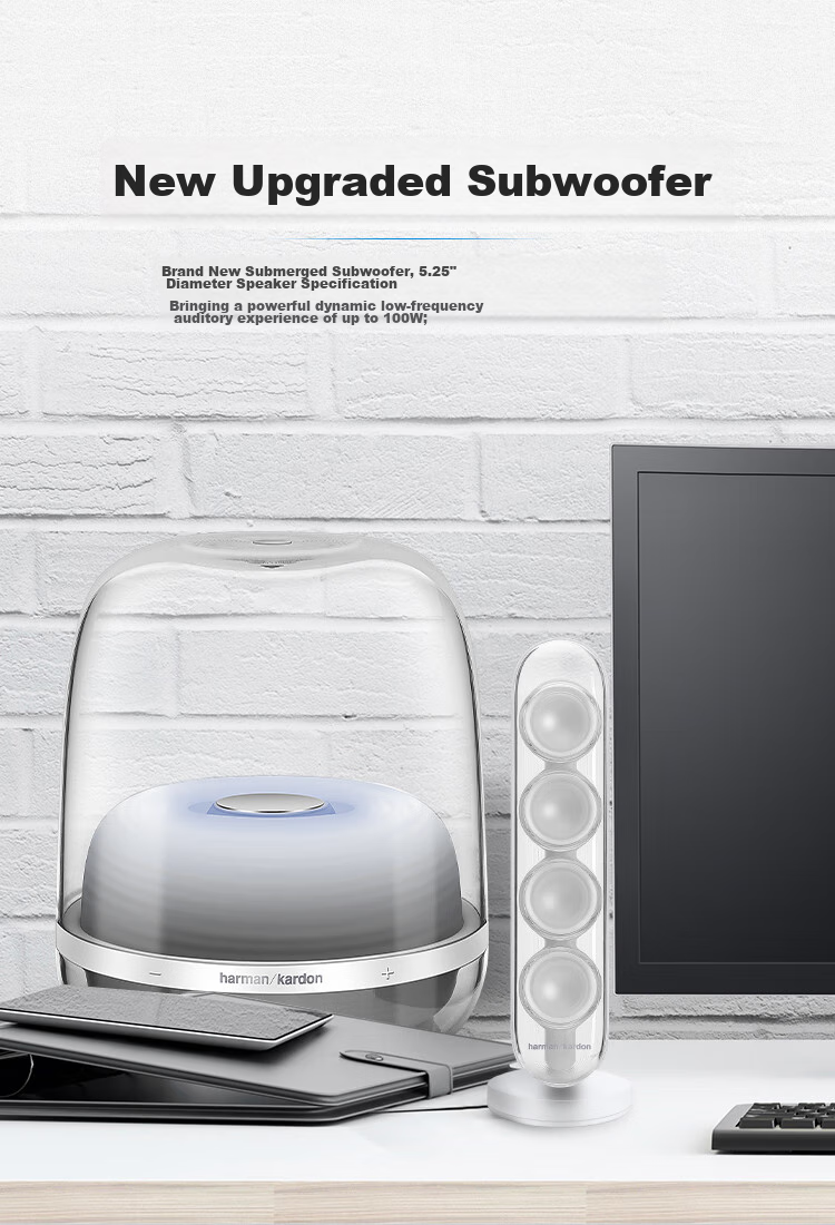 Harman/Kardon Music Crystal Fourth Generation Desktop Bluetooth Speaker, Audio System for TV And Computer, Gift Speaker SoundSticks4 Wireless Crystal 4 5