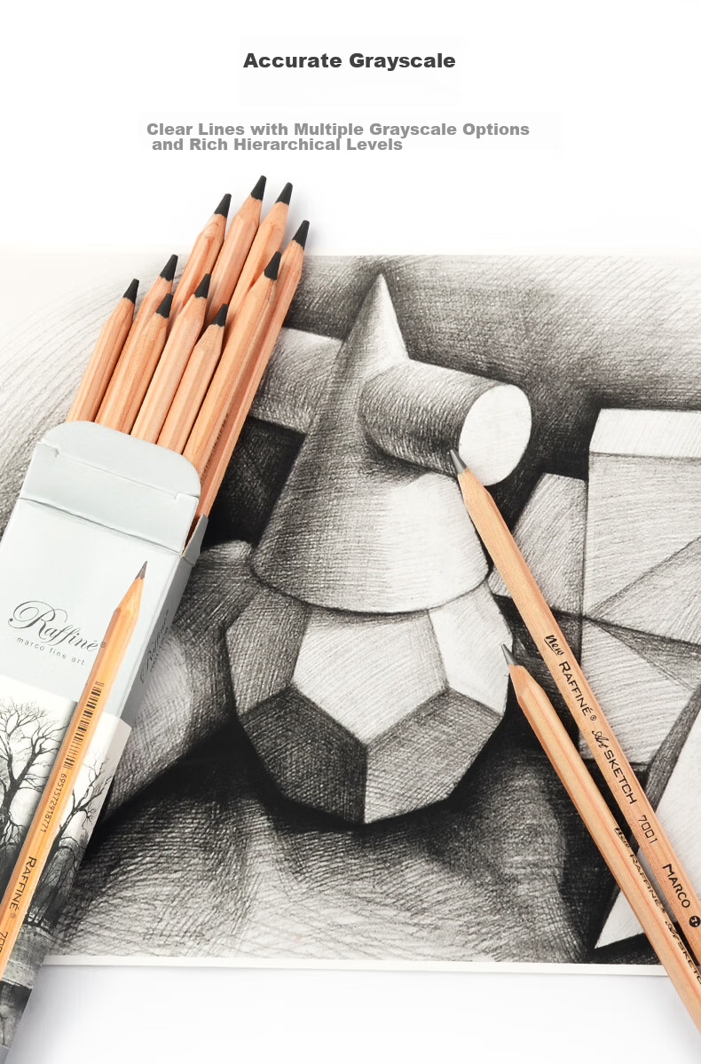 [Lowest Price Online] MARCO (MARCO) Pencils 12-Pack, Original Wood Professional Art HB Sketch Hexagonal Shaft Drawing Pencil with Paper Box, for Students Beginners Exams Drawing Specialized 7001-HB Sketching Markers for Painting 3