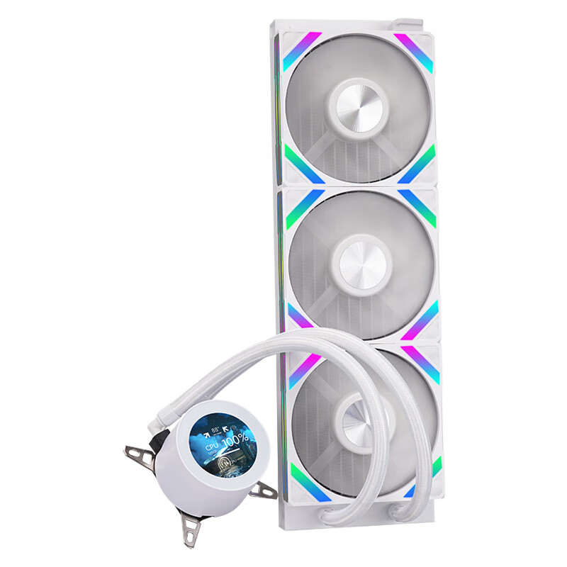 SAMA Second Generation XW360DW, Standard White Fan, Integrated 360 Water-Cooled CPU Cooler (2.1-Inch LCD Small Round Display)