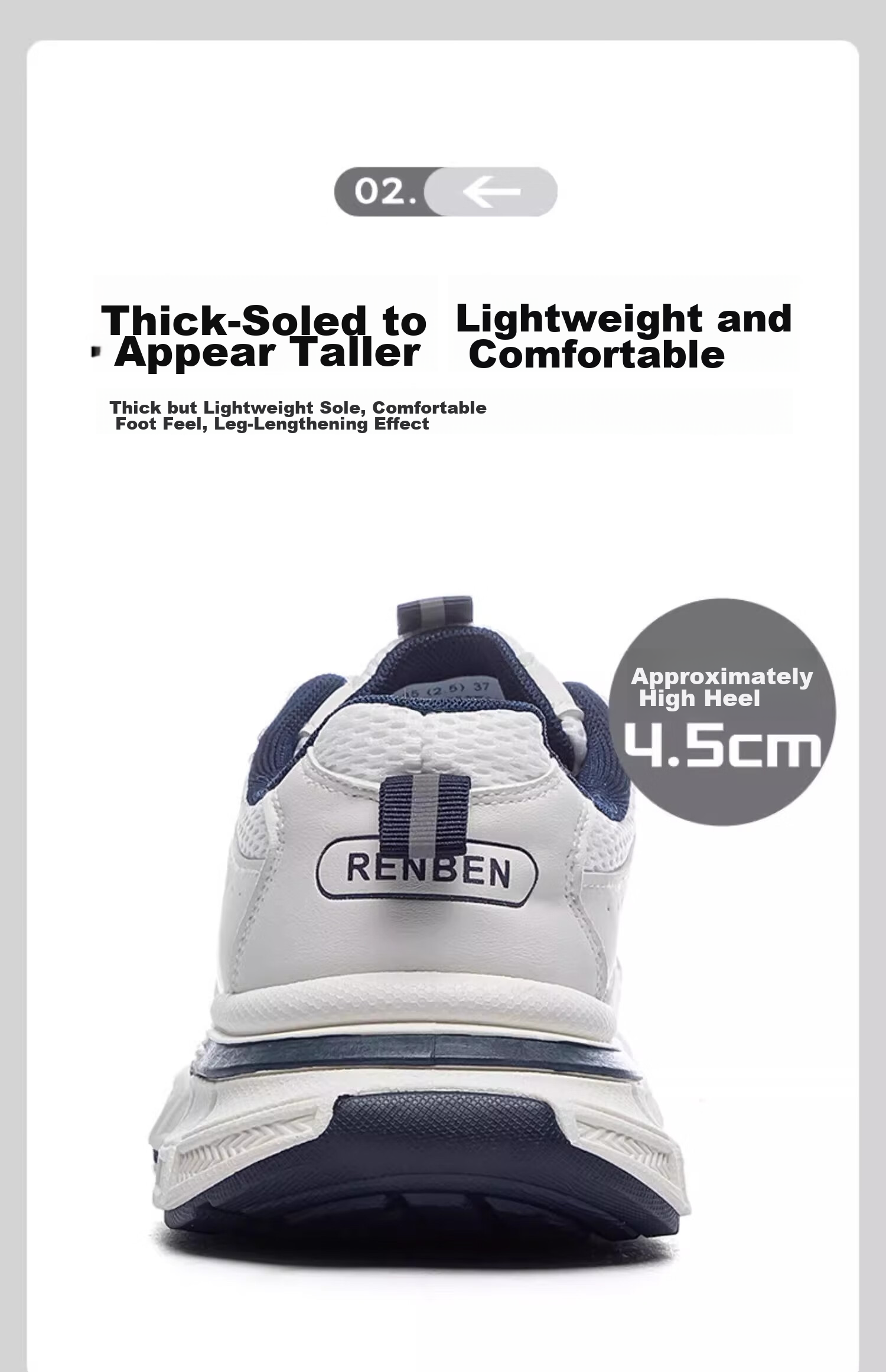 RENBEN Women's Chunky Sneakers, Platform Shoes for Height Increase, Versatile Sports Shoes for Autum 12