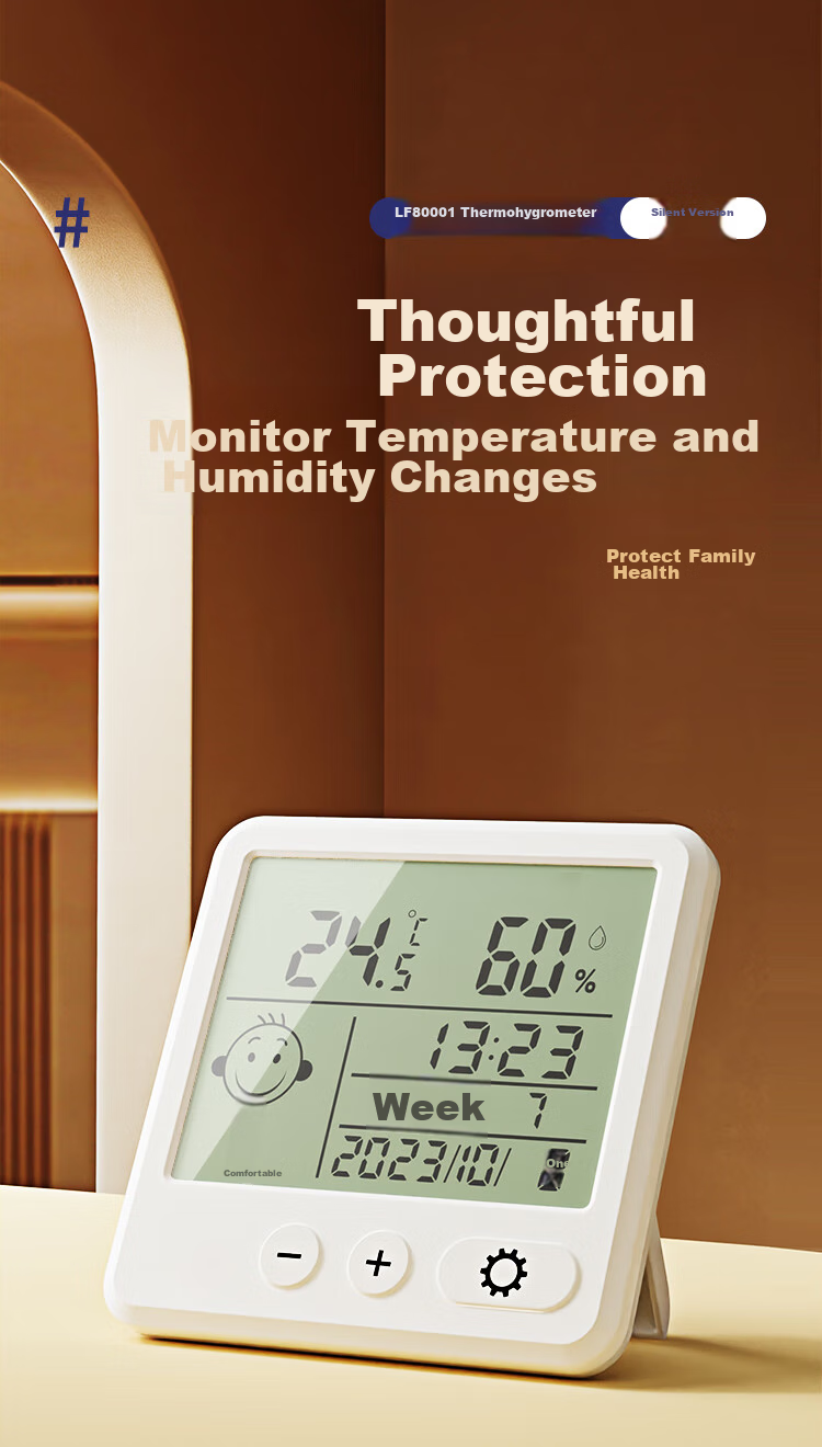 COMIX Electronic Thermometer Hygrometer Indoor Temperature And Humidity Meter Office Supplies Gift for Elderly Baby Room Indoor Temperature And Humidity Meter White Quiet Model LF80001 1