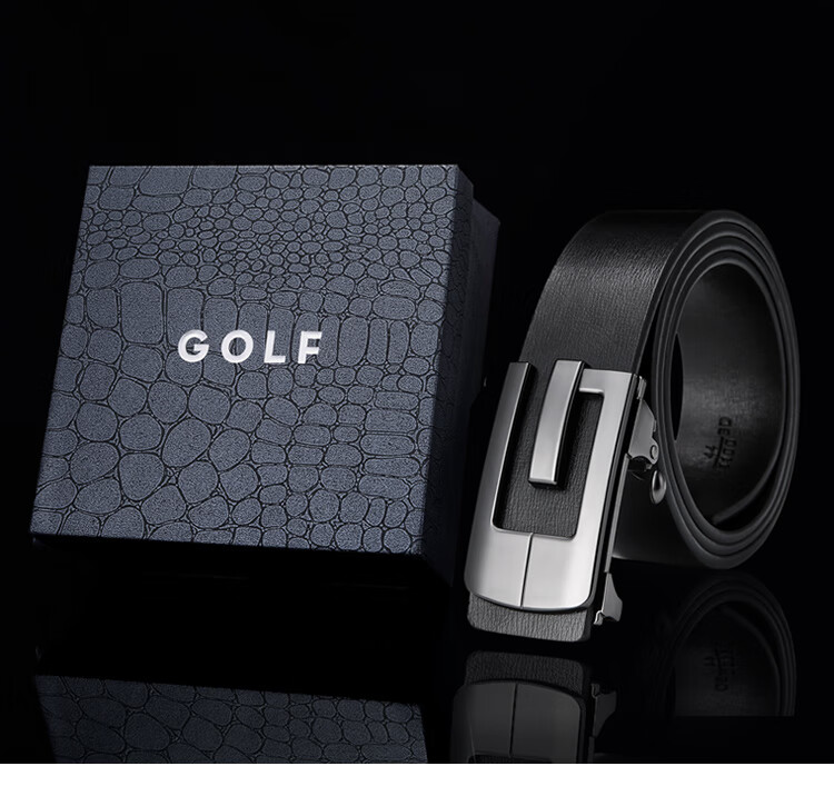 GOLF Men's Belt, Durable Cowhide, Automatic Buckle, Business Casual Jeans Belt, Gift Box Packaging, Present for Boyfriend 8