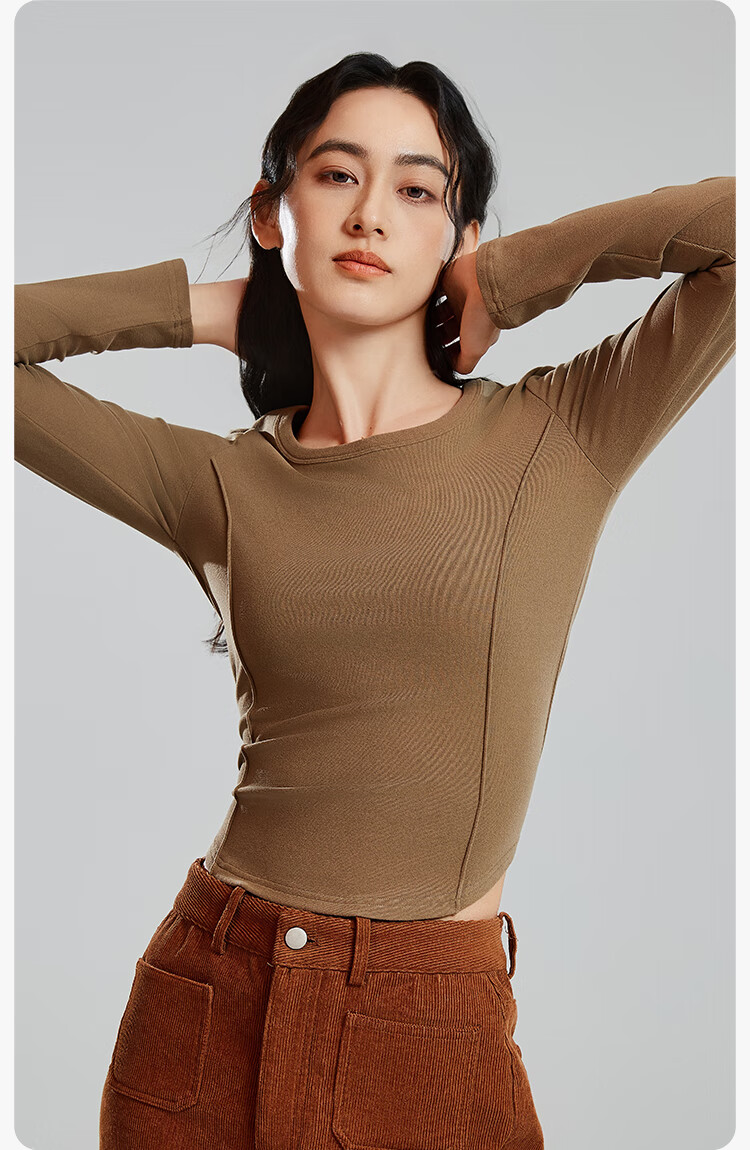 YOUKESHU Women's Base Layer, Spring Low-Collar Fishbone Inner Wear, 2026 New U-Neck Long-Sleeve Top, Autumn Underwear 7