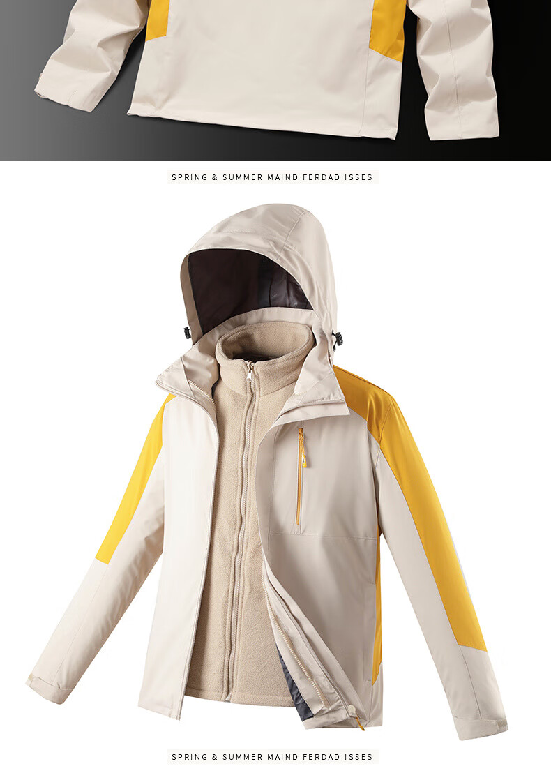 JEEP SPIRIT Men's Windbreaker Jacket for Spring, Autumn And Winter Three-In Outdoor Sports Coat Black And White Color Size L 13