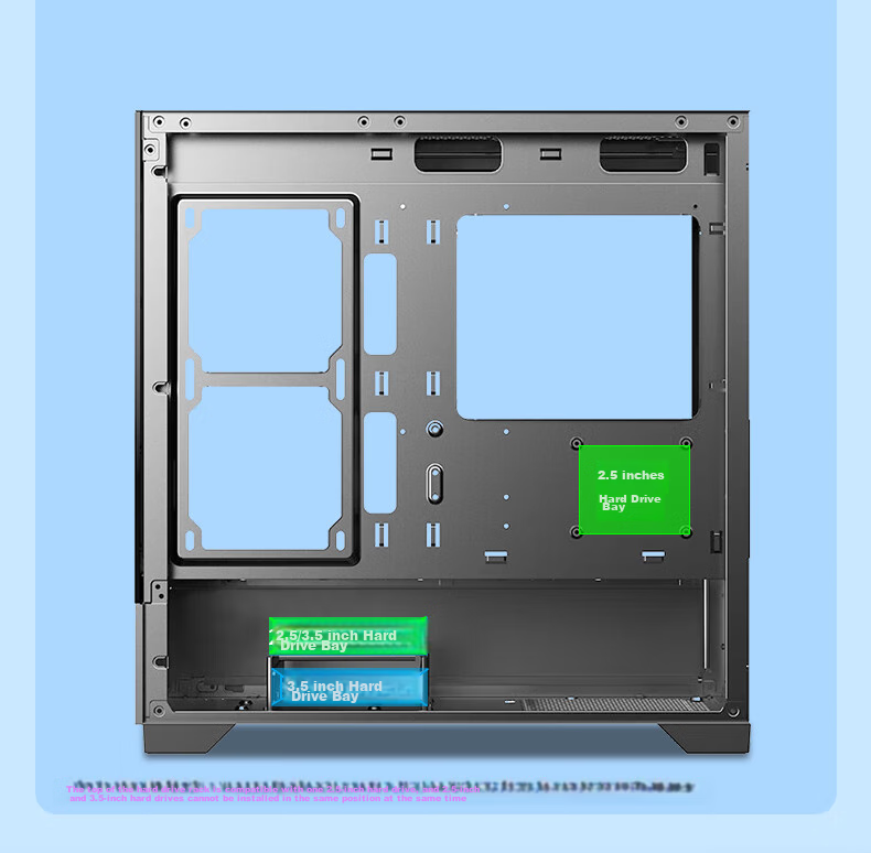 BUBALUS Phantom Black No-Pillar Panoramic Case (360mm Radiator Support / Full-View Tempered Glass / Supports 5-Slot M-ATX Motherboard / Long Graphics Card Compatible) 8