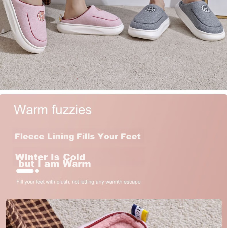 Huili Cotton Slippers, Thick Autumn And Winter Indoor/outdoor Couple Non-Slip Fleece-Lined Warm Cotton Shoes, HL0676, Brown, Size 42-43 2