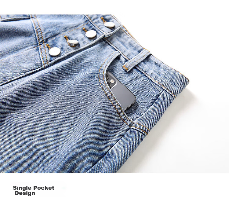 Dme [Irregular Cotton A-Line Skirt] Summer Washed Pocket Zipper Denim Midi Skirt for Women, Medium Denim Blue, L 7