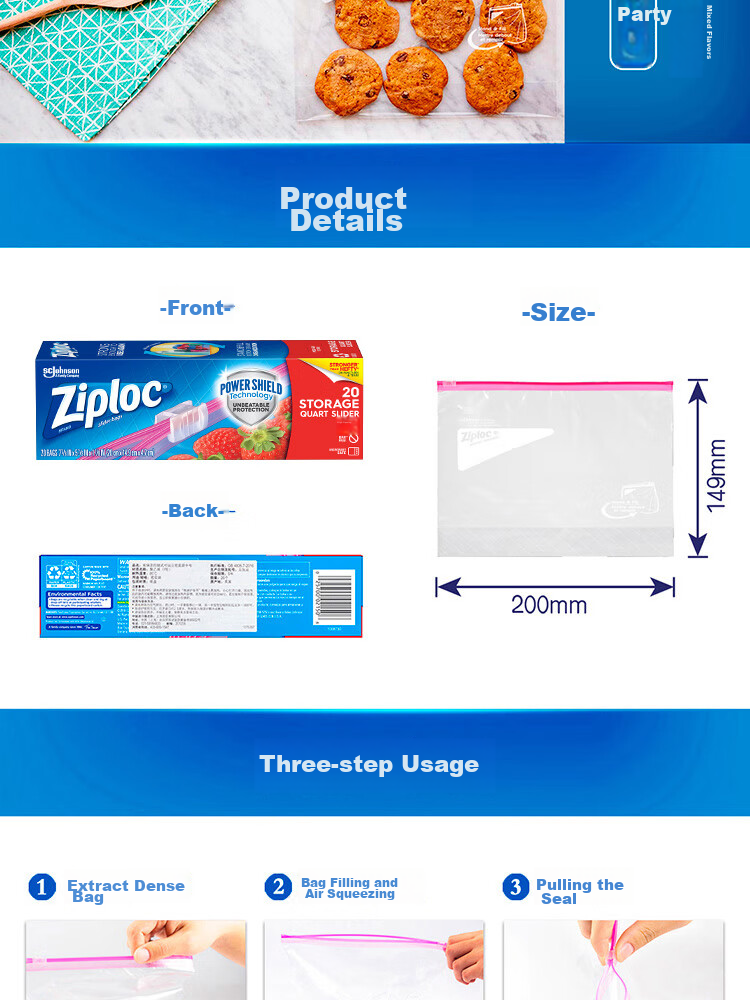 Ziploc Reusable Food Storage Bags, Medium Size, 20 Count, Food Grade Storage Bags 10