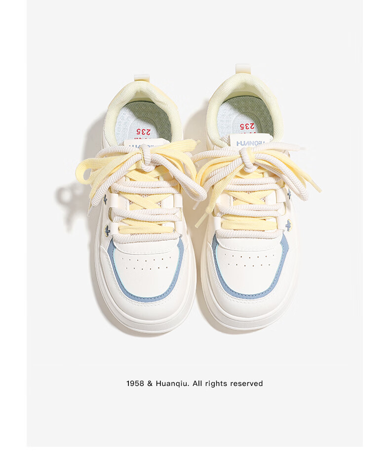 Global Women's White Sneakers Casual Thick Sole Height Increasing Fashion Sports Bread Shoes Light Blue Size 40 10