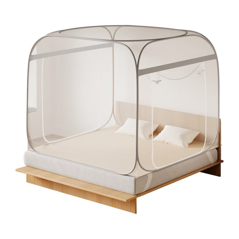 Cottonfaith Class A Home Installation-Free Baby Anti-Fall Mosquito Net Yurt-Style Mosquito Net Frame Double Door 1.8x2 Meters [Foldable]