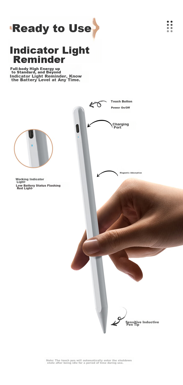 BIAZE Compatible with Huawei M-Pencil Third Generation Capacitive Stylus for Tablet Touchscreen, Suitable for Matepad 11.5s/mini/Pro12.2/13.2/Air12/Edge 8