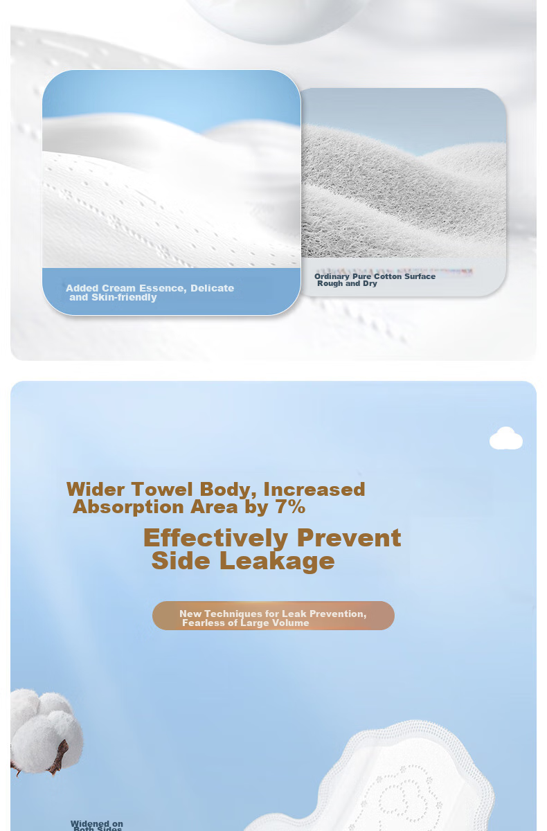 SPACE 7 Tianshan Cotton Sanitary Napkins, Ultra-Thin Pure Cotton Breathable Quick-Absorbing Daytime Menstrual Pads, 68 Pieces [New National Standard Certified] 7