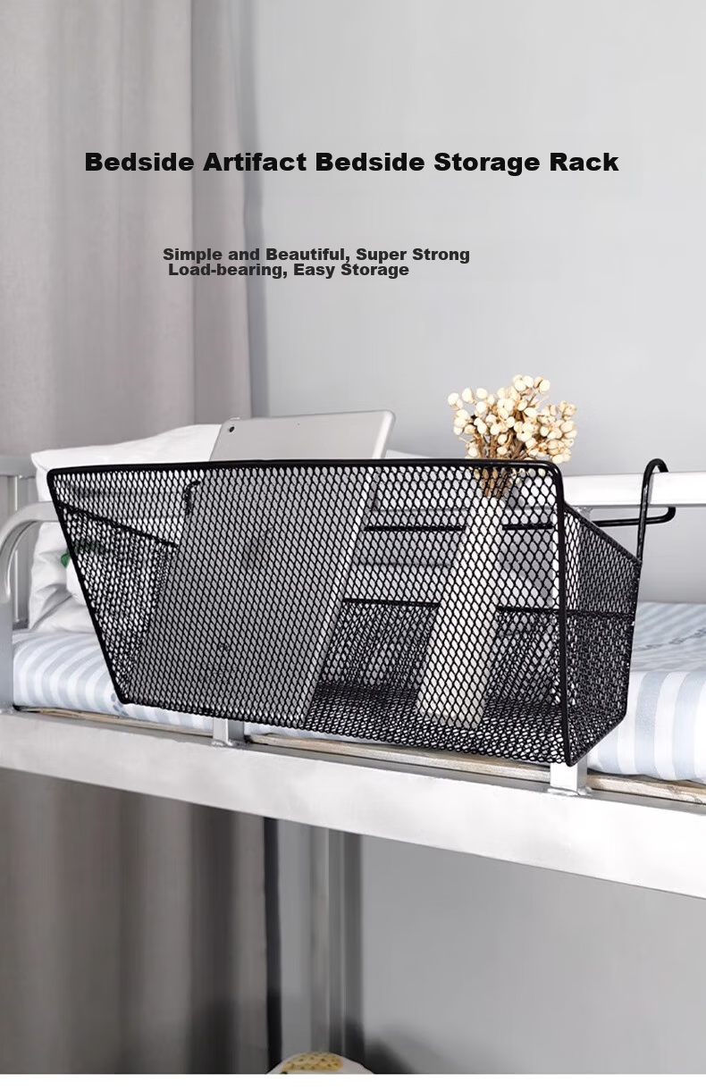 Jinghuisichuang Dormitory Bedside Storage Rack, College Student Dorm Organization Essential, Upper Bunk Hanging Basket, Black, Dorm Room Must-Have 1