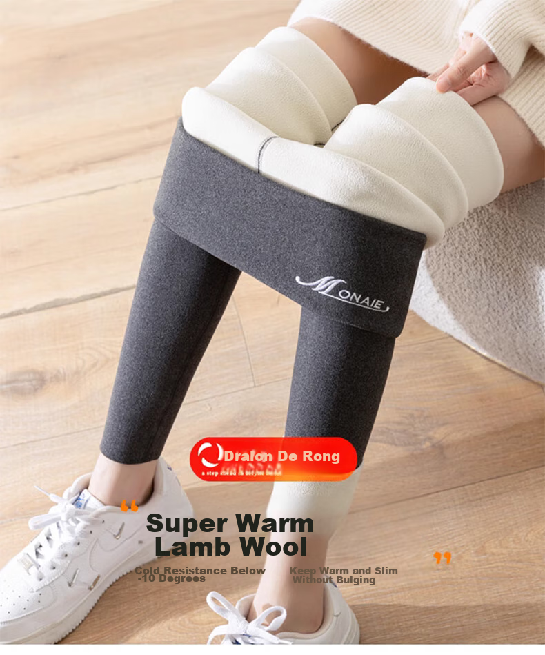 Langsha Women's Autumn Winter Fleece-Lined Thermal Leggings High Waist Slim Thickened Cotton Pants 1
