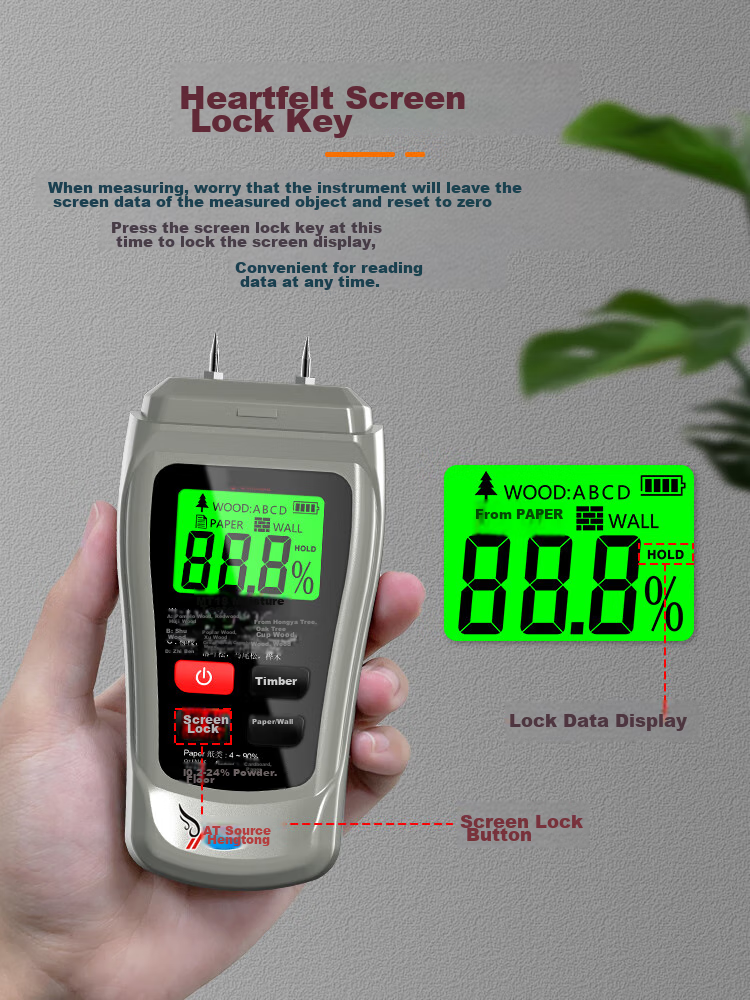 YHT Color Screen Sensor Moisture Meter MT28C for Furniture, Wood, Floor, Wall Moisture Content And Humidity Testing Instrument 17