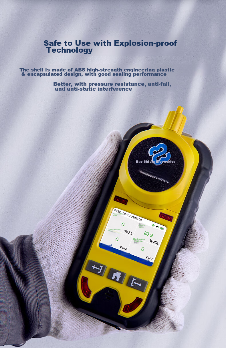 BAOSHIAN Portable Pump Gas Detector, Four-In Toxic Harmful Gases, Combustible Gas, Oxygen, Carbon Monoxide, Hydrogen Sulfide 5