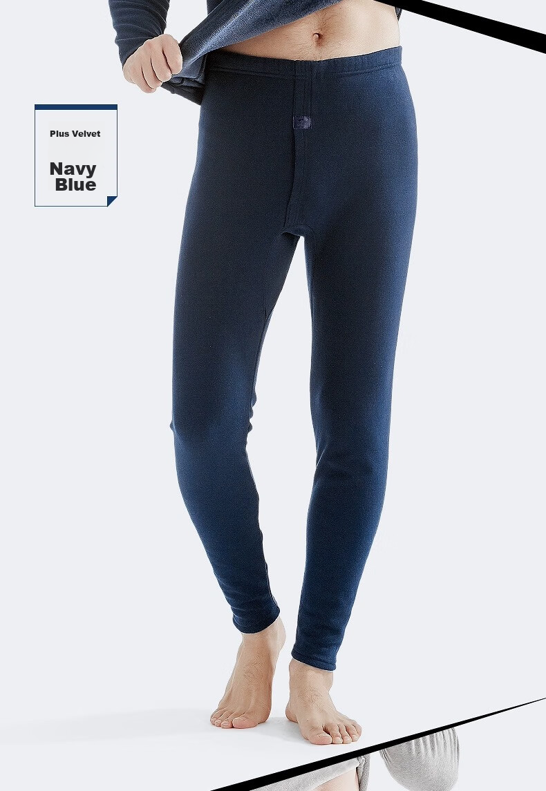 SEPTWOLVES [320g] Fleece-Lined Thermal Pants, Autumn And Winter Thickened Long Johns, Men's Warm Thick Inner Wear Fleece Pants 22
