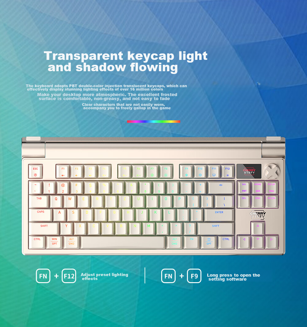 CHERRY MX8.3 Customizable Tri-Mode Mechanical Keyboard for Gaming, E-Sports, 8K Backlight, Hot-Swappable, RGB, Compatible with VALORANT, Triangle, Aluminum, And Tuhu, Compatible with Windows/Mac 11