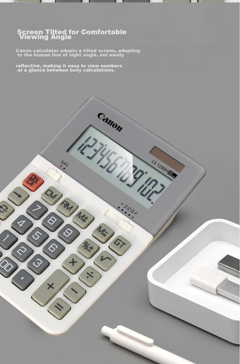 Canon WS-1200H, 12-Digit Large Business Office Calculator, Dual Power Supply, Wide Screen, Desktop Classic Calculator 7