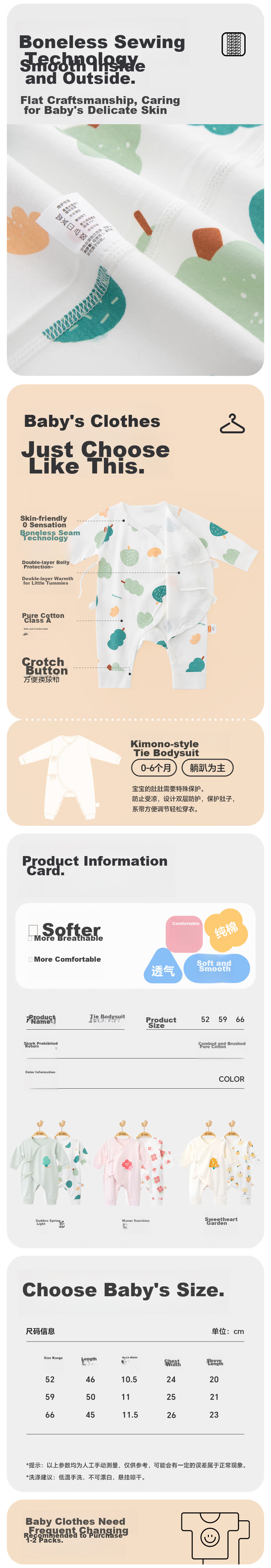 Babyprints Baby Romper, 2-Piece Set, Pure Cotton Class A Onesie for Newborns, All-Season Bodysuit, Green, Size 52 2