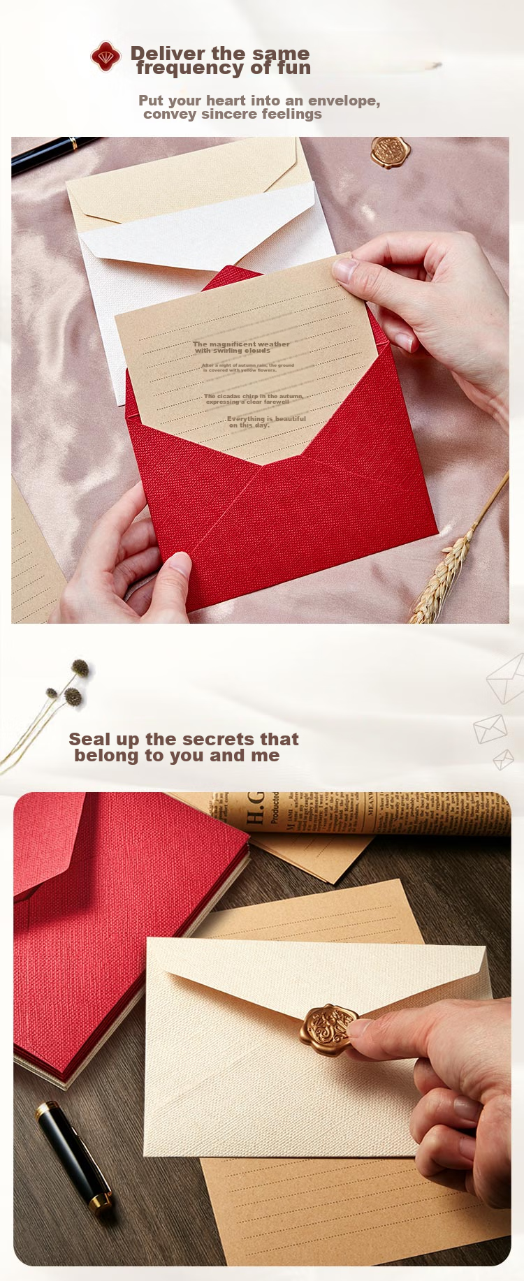 Kingdee Teacher's Day Gift Linen Envelope Letter Paper White Red Yellow Greeting Card Birthday Creative Card Gift Romantic Love Letter Confession Anniversary 4