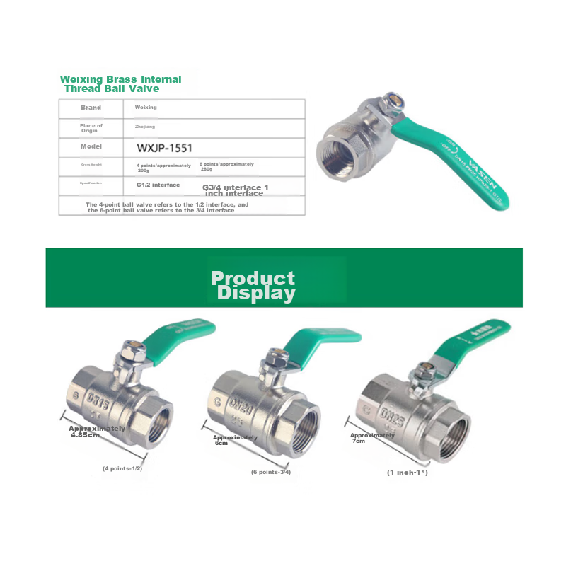 Weixing Double Internal Thread Ball Valve, 6 Points DN20 Brass Main Valve, Suitable for Both Cold And Hot Water, Large Diameter Kitchen Tap Valve
