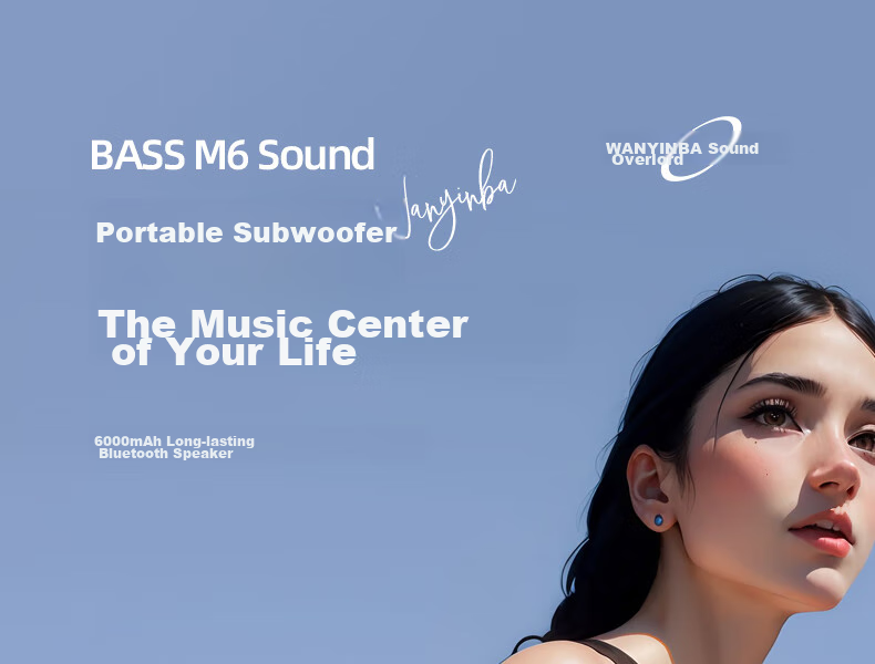 WANYINBA M6 Bluetooth Speaker, 30W Power, High Volume, Outdoor Portable Waterproof Small Speaker, Car-Mounted Cycling, High-Quality Sound, Ultra-Heavy Bass, Blue Long Battery Versio 1