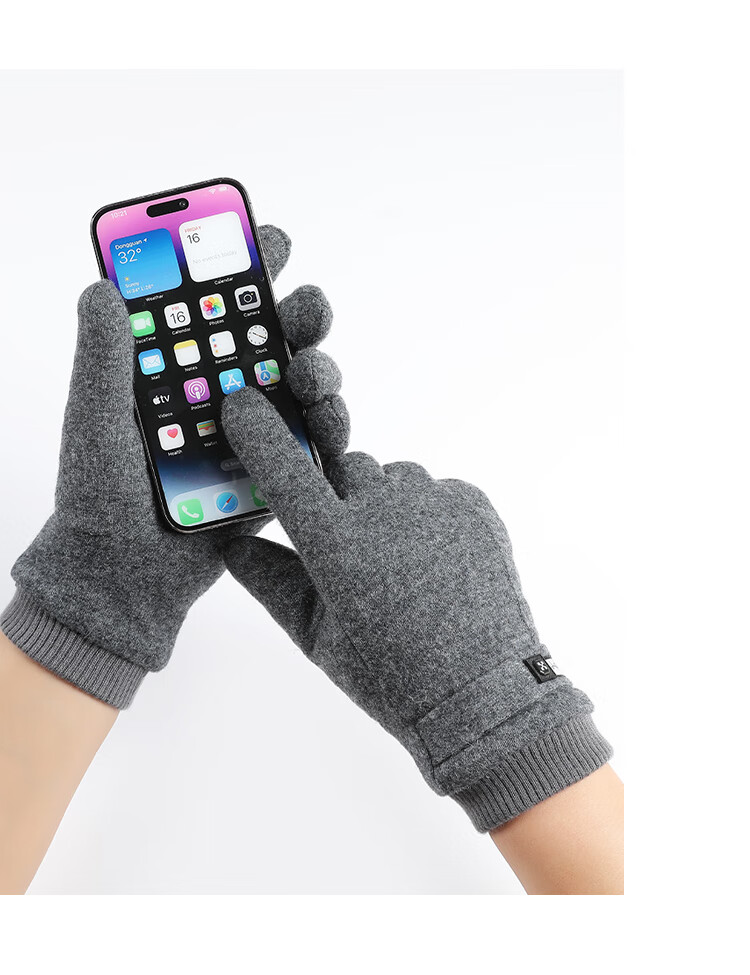 Hengyuanxiang Men's Wool Gloves, Autumn And Winter Warm Windproof Cold-Resistant, Suitable for Cycling And Driving, Fleece-Lined Thickened Touchscreen Compatible Winter Gloves 16