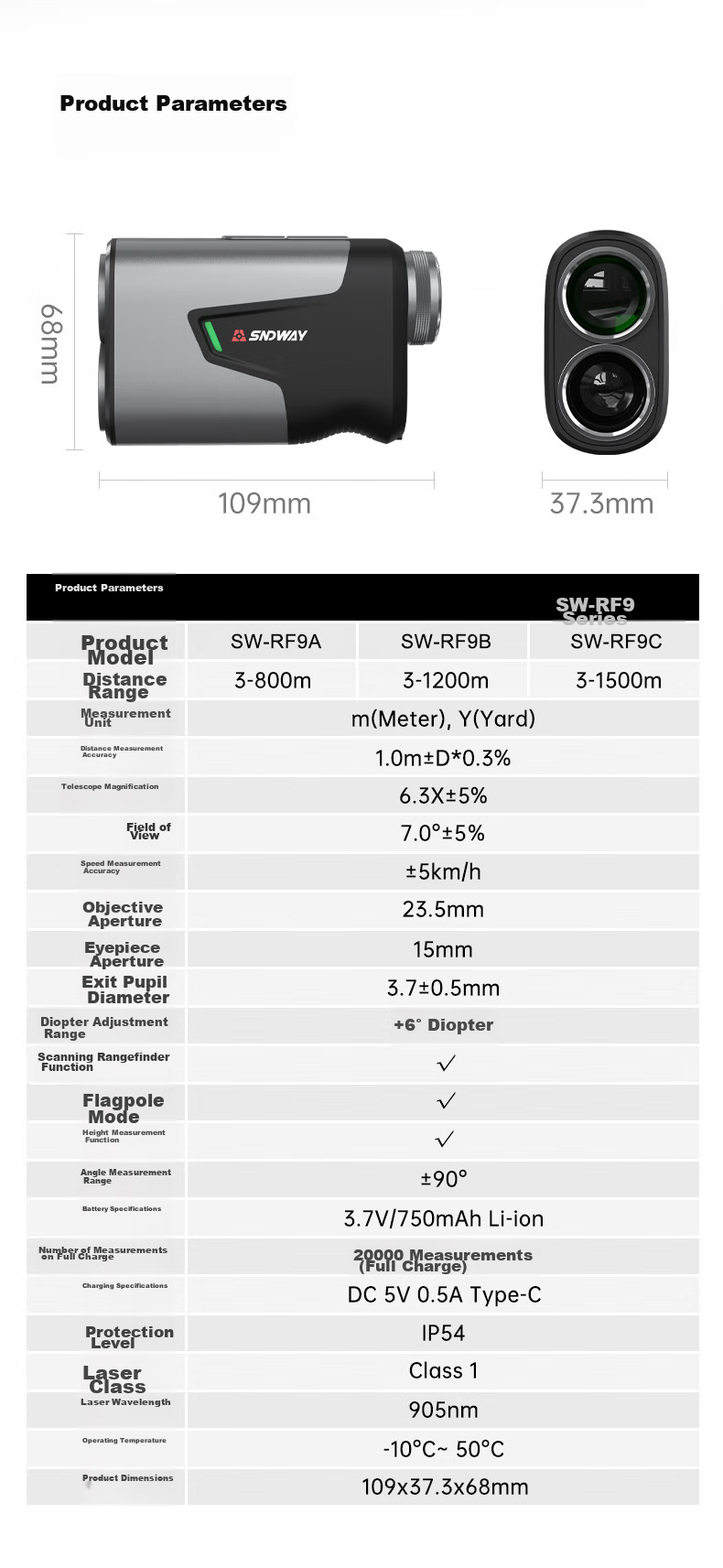 Shendawei Laser Rangefinder Telescope 1500m High Precision Outdoor Measuring Instrument Electronic Ruler Forestry SW-1500D 18