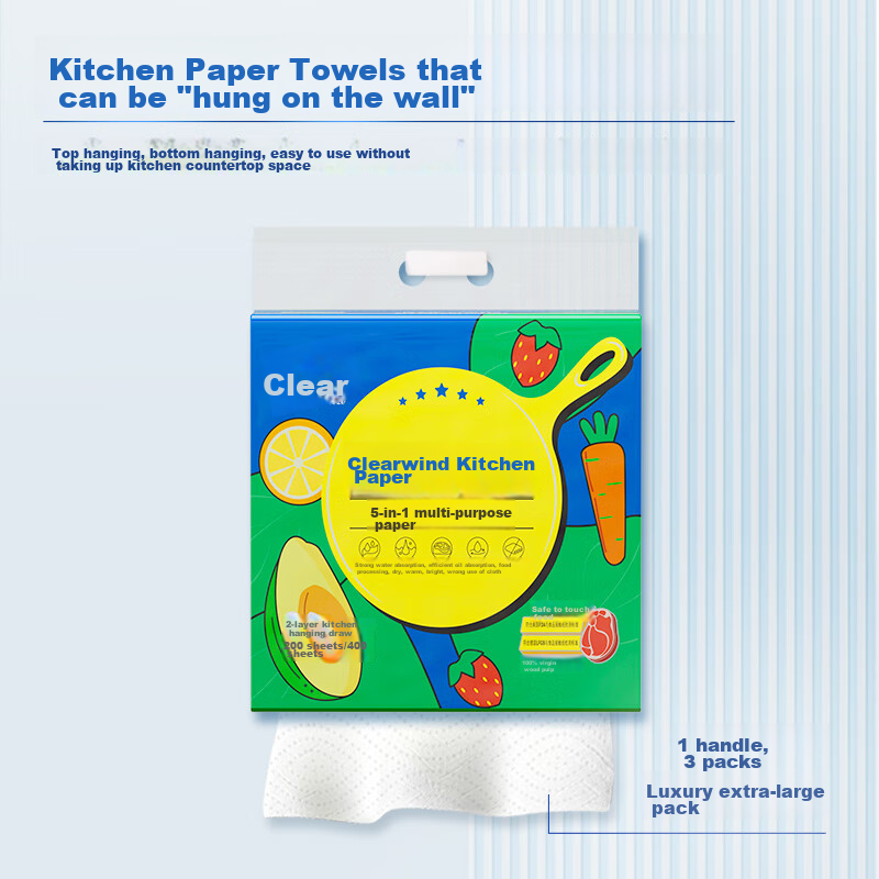 Кухонные полотенца APP Kitchen Paper Towels, 2-слойные, 200 листов в упаковке, пищевые, одноразовые чистящие салфетки, удобный дизайн с подвешиванием