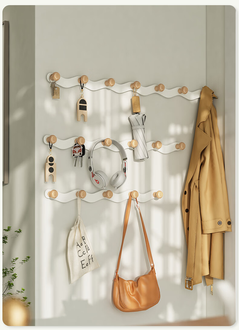 Bahainiao Door Hook Hanger, No Drilling Required, Clothes Hanger for Over The Door, Storage Rack, Row-Linked Hooks, Strong Load-Bearing Capacity 11