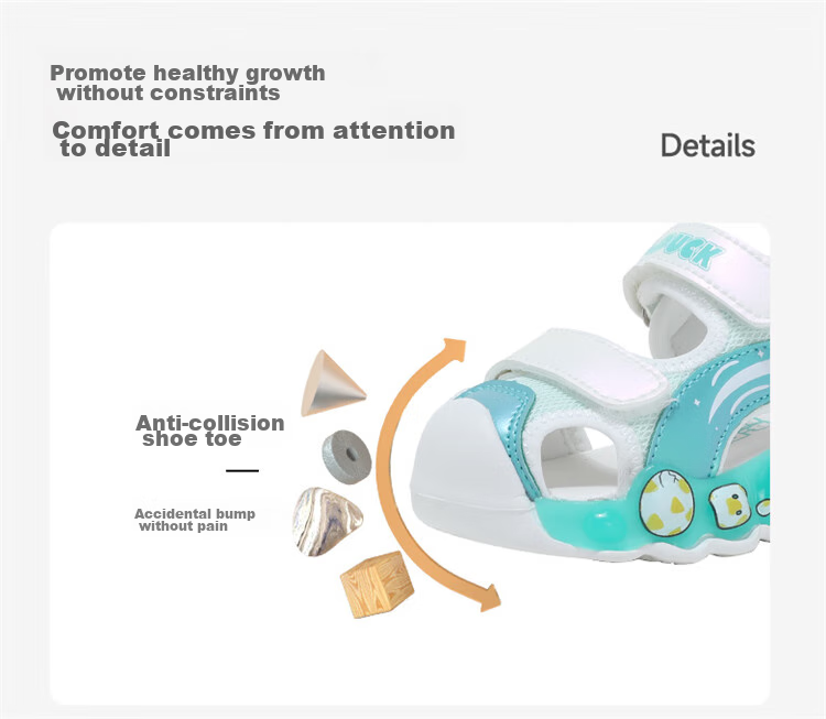 B.Duck Children's Sandals, Cartoon Fashionable Shoes for Boys And Girls, Summer Closed-Toe Beach Sandals, 5006 White And Blue, Size 30 11