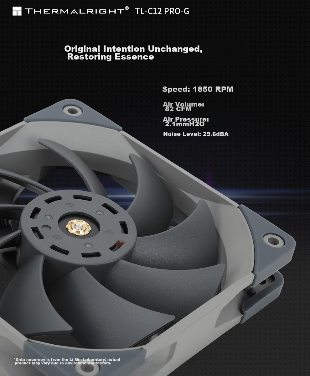 Thermalright TL-C12 PRO-G S-FDB V2 Bearing, 12cm Fan, 1850 RPM PMW, 4pin Speed Control, Copper Sleeve Steel Core, Dual-Sided Secondary Dynamic Balance 6