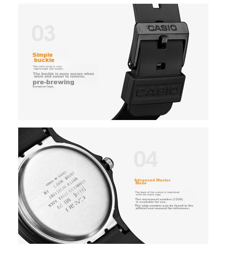 Casio Black Watch for Men And Women, Unisex Student Watch, Suitable for Civil Service Exams And College Entrance Exams, Quartz Watch MQ-24UC 19
