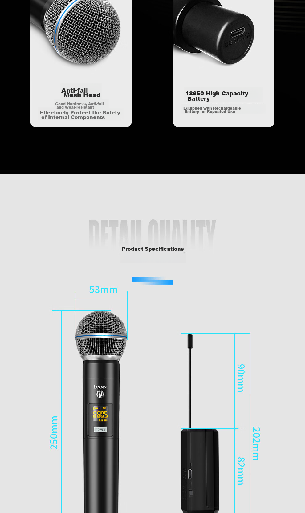 Aiken ICON Wireless Dynamic Microphone WM2.1, One-To, Rechargeable, for Streamers, Outdoor Singing, Meetings, KTV, Shouting, Noise Reduction, Live Streaming Equipment 8