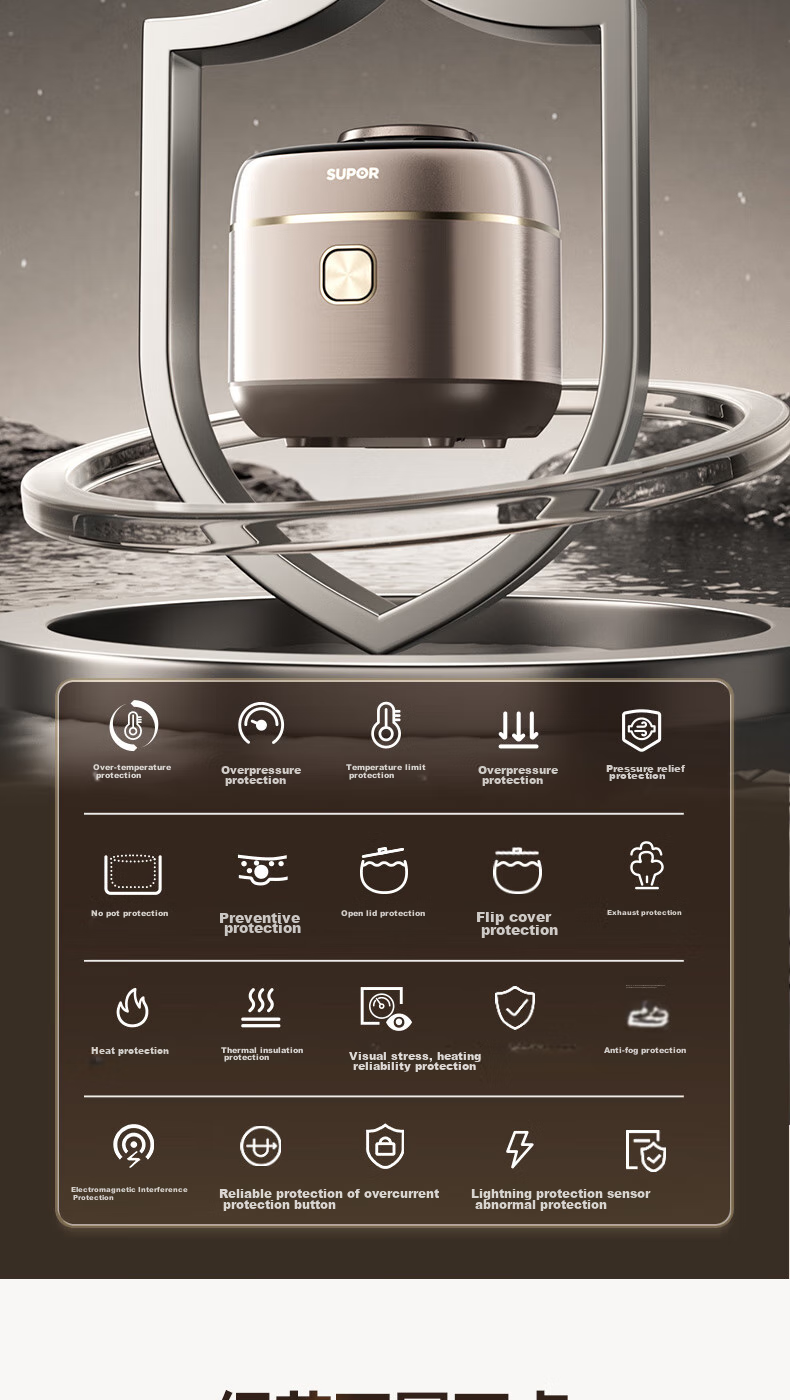 SUPOR New High-Pressure 140kPa Quick Release Titanium Fresh Breath IH Electric Pressure Cooker 5L 2200W 316L High-Pressure Pot for 4-6 People SY-50FH5999Q 23