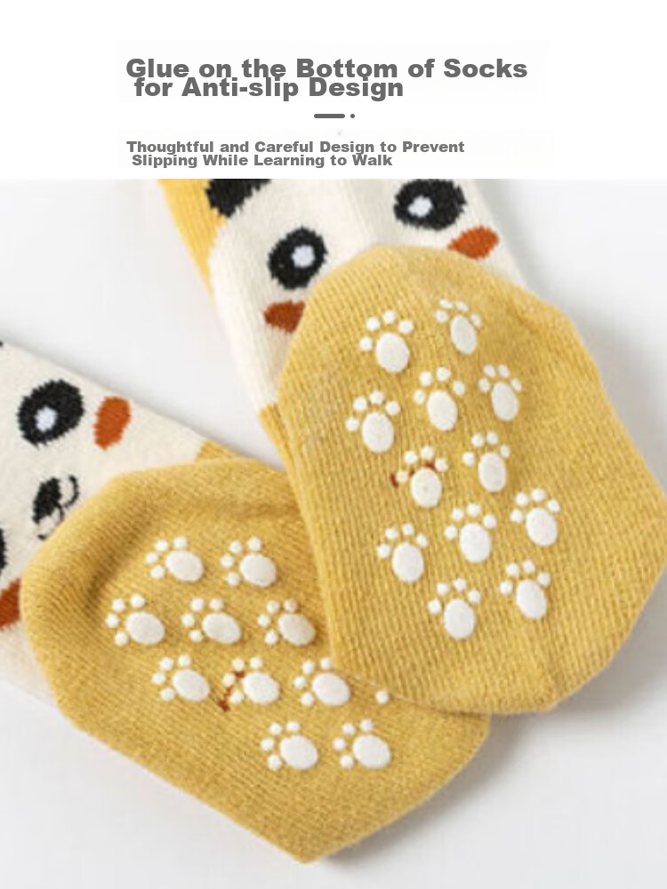 9I9 Baby Socks, Spring Autumn Winter Mid-Calf Socks, Non-Slip Newborn Children's Floor Socks, Loose Top, 3 Pairs, 0-1 Year Old, A371 7