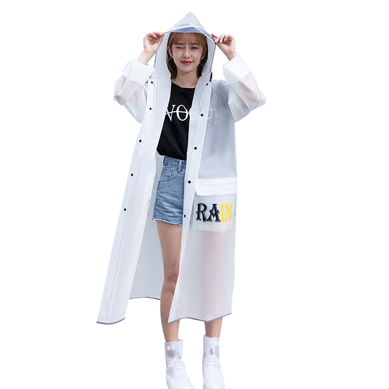 NOLANSEND Adult Raincoat, Semi-Transparent Frosted with Hood, Thickened Outdoor Hiking Non-Disposable Thickened Rain Poncho, XL Size