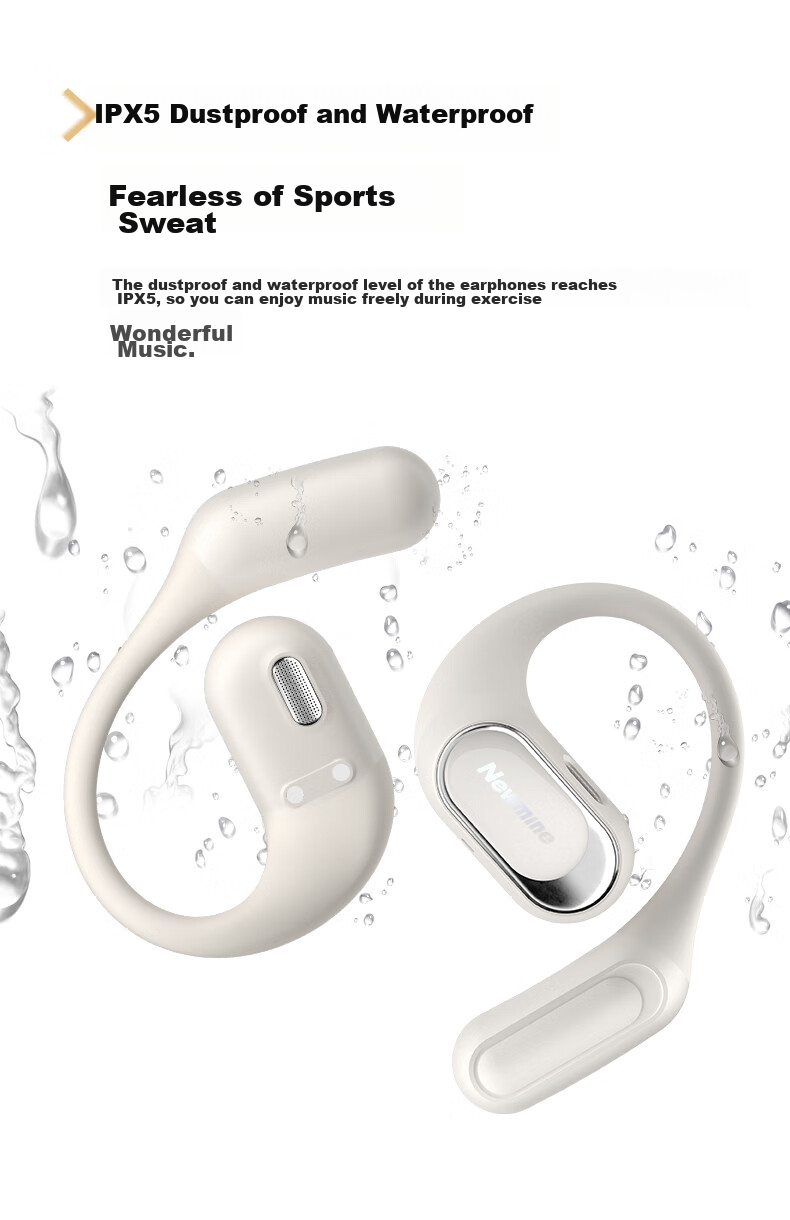 Newmine Q10 Bone Conduction Bluetooth Headphones, Wireless Ear-Hook Style, Open-Ear Design, Sports Running Noise-Cancelling, Long Battery Life, Compatible with Xiaomi And Apple 14