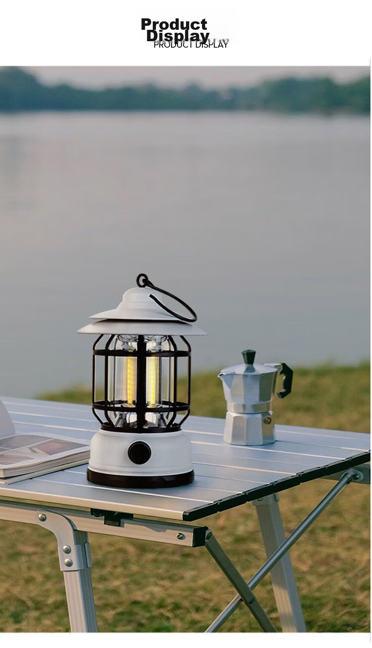 Lewang Retro Camping Light, Outdoor Tent Lamp, Home Emergency Lantern, Multi-Functional Handheld Vintage Lantern, Cream White 11
