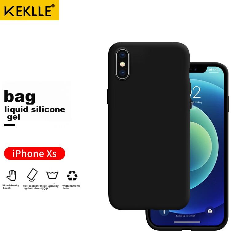 KEKLLE Чехол для iPhone XS, силиконовый, черный