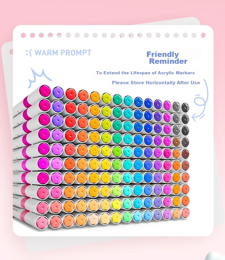 Shuxing 60-Color Acrylic Markers for Children, Non-Bleeding Watercolor Pens, Stackable Colors, Heart-Shaped Design for Elementary School Students, Art-Specific 24/36/48 Color Paint Brushes, Brite Turquoise Set Water-Based 1