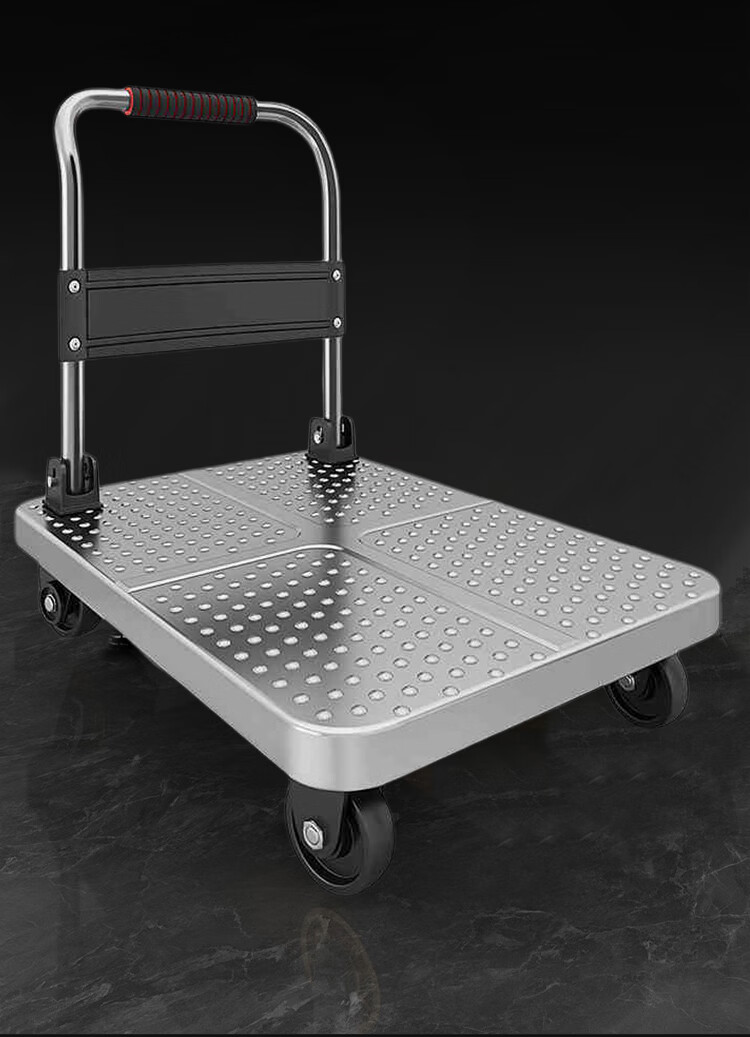 Paiying Steel Plate Flatbed Cart, Small Push Cart, Cargo Trolley, Hand Truck, Small Trailer, Folding Transport Cart, 70*42cm 14