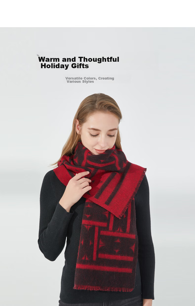 ELLE [Gift Box] 100% Wool Scarf for Men And Women, Autumn And Winter Warm Neck Warmer Shawl, Birthday Gift, Mid-Autumn Festival Present 10