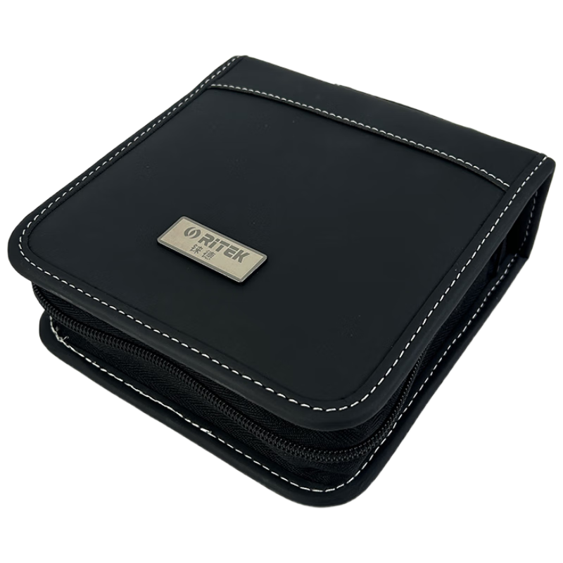 RITEk High-Quality Leather-Like Shockproof Car CD/DVD Disc Case, 40-Pack