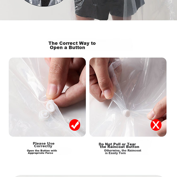 Lehuolvxing Disposable Raincoat, Thickened Adult Hiking Outdoor Concert All-In Full-Body Heavy Rain Protection Poncho, Long Style with Large Brim 9