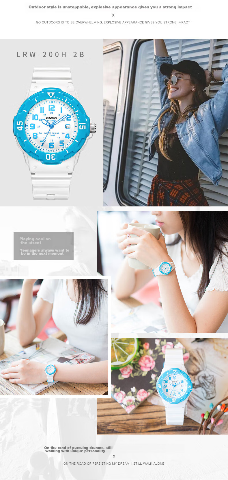Casio Watch for Women Students, Exams, Children's Analog Watch, Luminous, Sports, Waterproof, Quartz Watch for Men And Women LRW-200H 25
