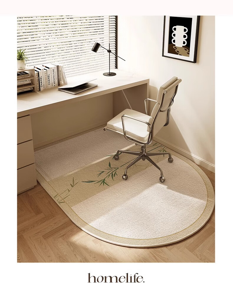 Yinshang Luxury High-End Bedroom Swivel Chair Mat, Study Chair Carpet, Non-Slip Dirt-Resistant Pad, Rounded Corner Foot Mat for Study Room Chair 11