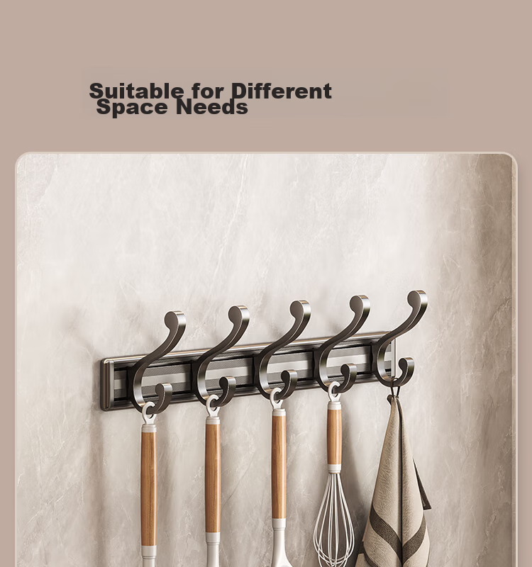 Yweel Yweel Door-Back Hook Coat Rack, No Drilling Required, Bathroom-Specific, Baked Paint Process, Carbon Steel Door-Back Storage Shelf, Hook Organizer, Space Aluminum Door Back 9