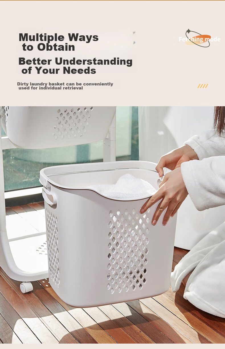 JEKO&JEKO Household Laundry Hamper, Dirty Clothes Basket, Bathroom Storage Organizer, Laundry Sorting Bin, Two-Tier 10